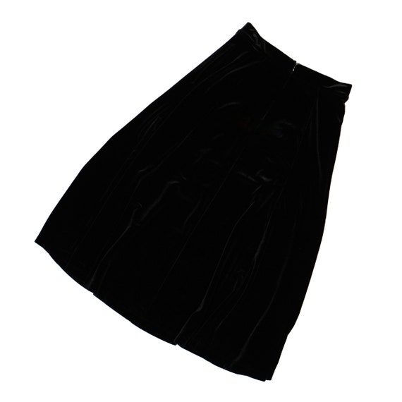 Vintage 90s Black Velvet Flowy Midi Skirt Nineties Whimsical Women s Clothing Velours Whimsigoth Bottoms Size Small Medium Etsy UK
