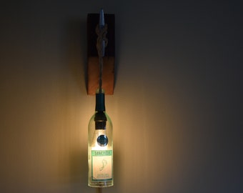Wine Bottle Light, Wine Bottle Wall Sconce, Clear Wine Bottle