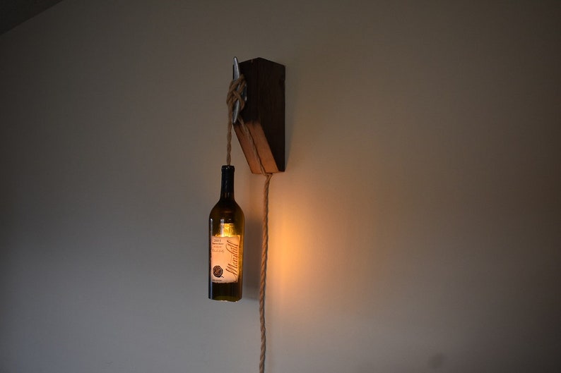 Wine Bottle Light, Wine Bottle Wall Sconce, Dark Wine Bottle Etsy