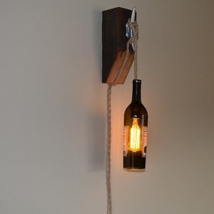 Wine Bottle Light, Wine Bottle Wall Sconce, Dark Wine Bottle