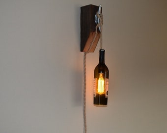 Wine Bottle Light, Wine Bottle Wall Sconce, Dark Wine Bottle