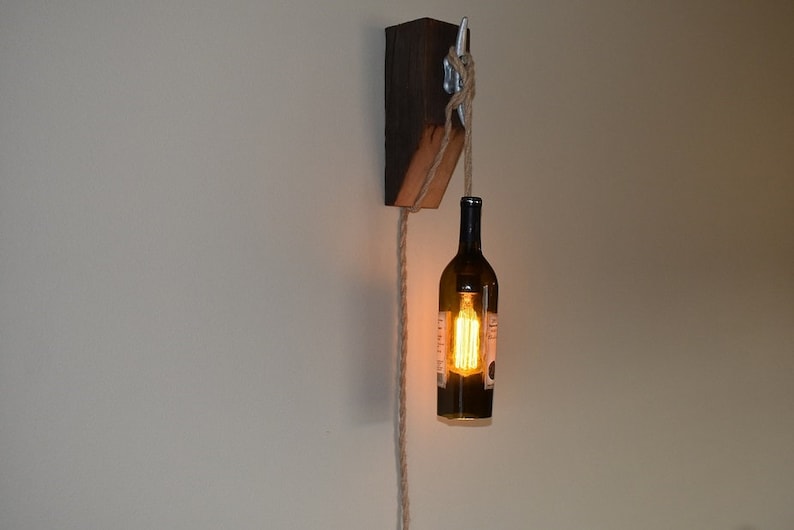 Wine Bottle Light, Wine Bottle Wall Sconce, Dark Wine Bottle Etsy