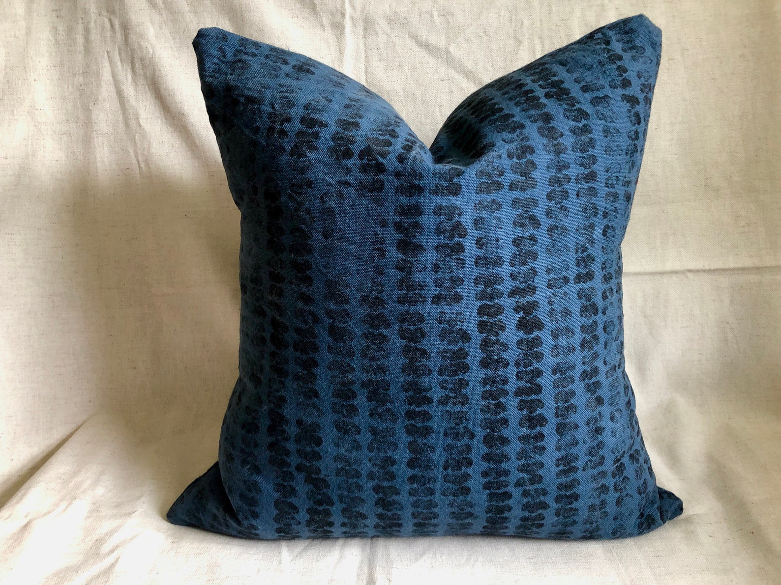 Block Print Throw Pillow Cover in Blue Etsy
