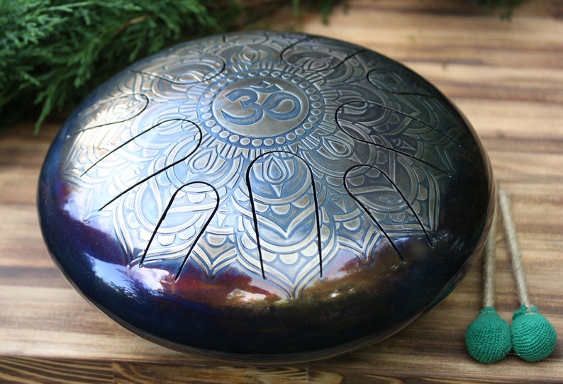 OM Steel Tongue Drum 12 10 notes Handpan Tank Drum Etsy