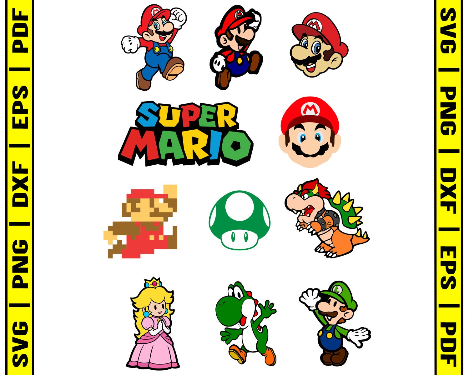 Download Mario SVG Png Dxf Eps Pdf for cricut Clipart Tshirt | Etsy