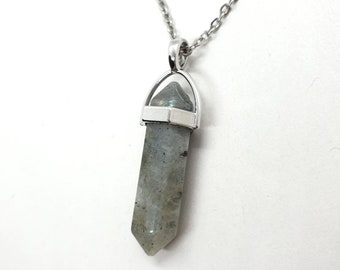 Labradorite Quartz Crystal Necklace Gemstone Healing Stone Yoga High Quality Pendant with Chain