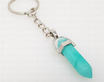Turquoise Jade Crystal Keyring Key Chain Healing Gemstone Keychain Obelisk