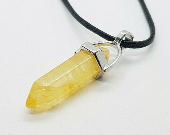 Healing Citrine Quartz Necklace Chakra Stone Pendant