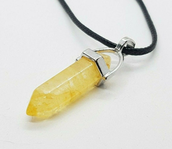 Healing Citrine Quartz Necklace Chakra Stone Pendant