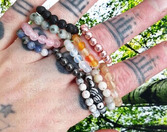 Anillo de cuarzo de 4 mm con cuentas elásticas, piedras curativas naturales, cristal Reiki