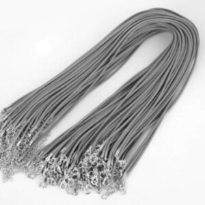 Necklace Cord For Jewellery Making High Quality Faux Leather Lobster Clasp Rope String for Pendants Grey