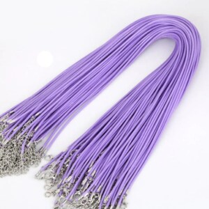 Necklace Cord For Jewellery Making High Quality Faux Leather Lobster Clasp Rope String for Pendants Lilac