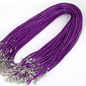 Necklace Cord For Jewellery Making High Quality Faux Leather Lobster Clasp Rope String for Pendants Purple