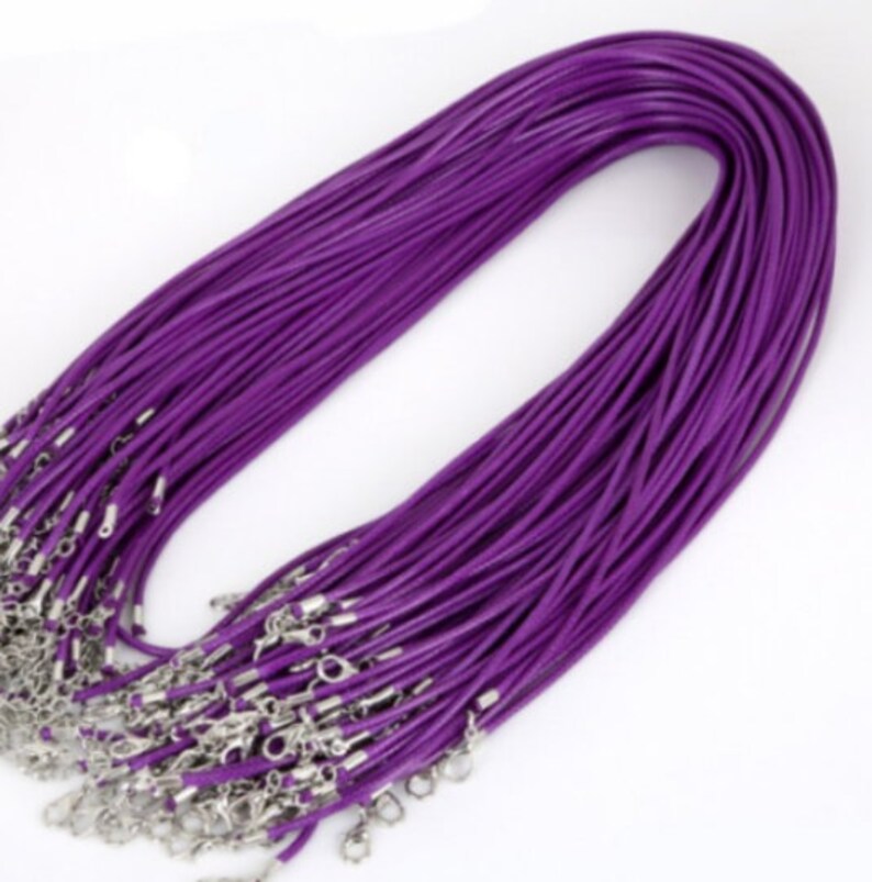 Necklace Cord For Jewellery Making High Quality Faux Leather Lobster Clasp Rope String for Pendants Purple