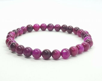 Pink Tigers Eye Bracelet Round Beads Tiger Eye Reiki Yoga Chakra Healing Stone