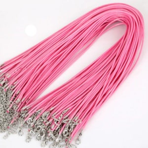 Necklace Cord For Jewellery Making High Quality Faux Leather Lobster Clasp Rope String for Pendants Pink