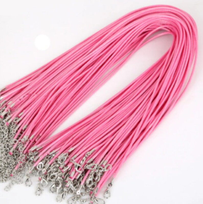 Necklace Cord For Jewellery Making High Quality Faux Leather Lobster Clasp Rope String for Pendants Pink