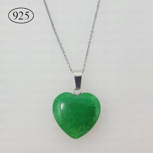 Love Heart Chakra Green Jade Necklace Healing Crystal 925 Sterling Silver