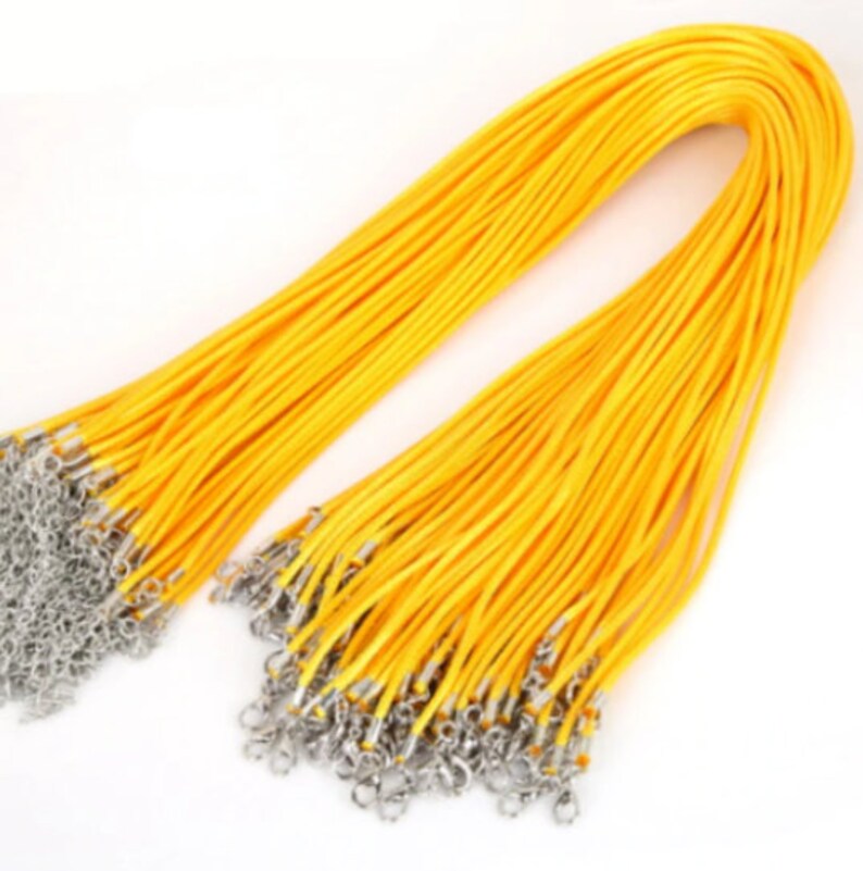 Necklace Cord For Jewellery Making High Quality Faux Leather Lobster Clasp Rope String for Pendants Yellow