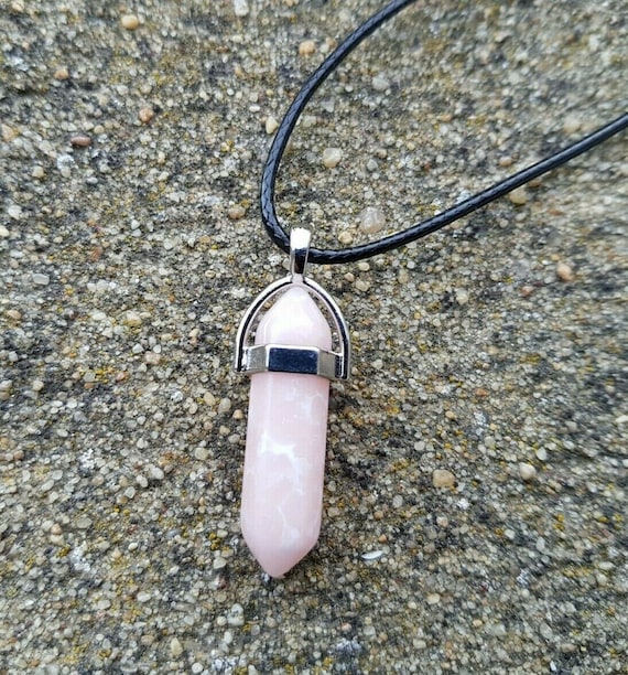 Rhodochrosite Necklace Stone Pendant Healing Quartz Necklaces Pink Peach Chakra Reiki
