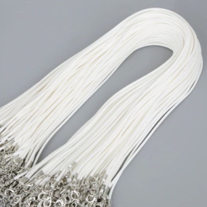 Necklace Cord For Jewellery Making High Quality Faux Leather Lobster Clasp Rope String for Pendants White