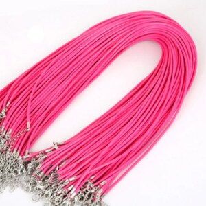 Necklace Cord For Jewellery Making High Quality Faux Leather Lobster Clasp Rope String for Pendants Hot Pink