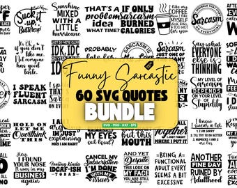 60 Funny Sarcastic SVG Bundle, Sarcasm svg bundle, Funny svg bundle, Sassy Quotes svg, Funny Mom SVG, Cricut & Silhouette