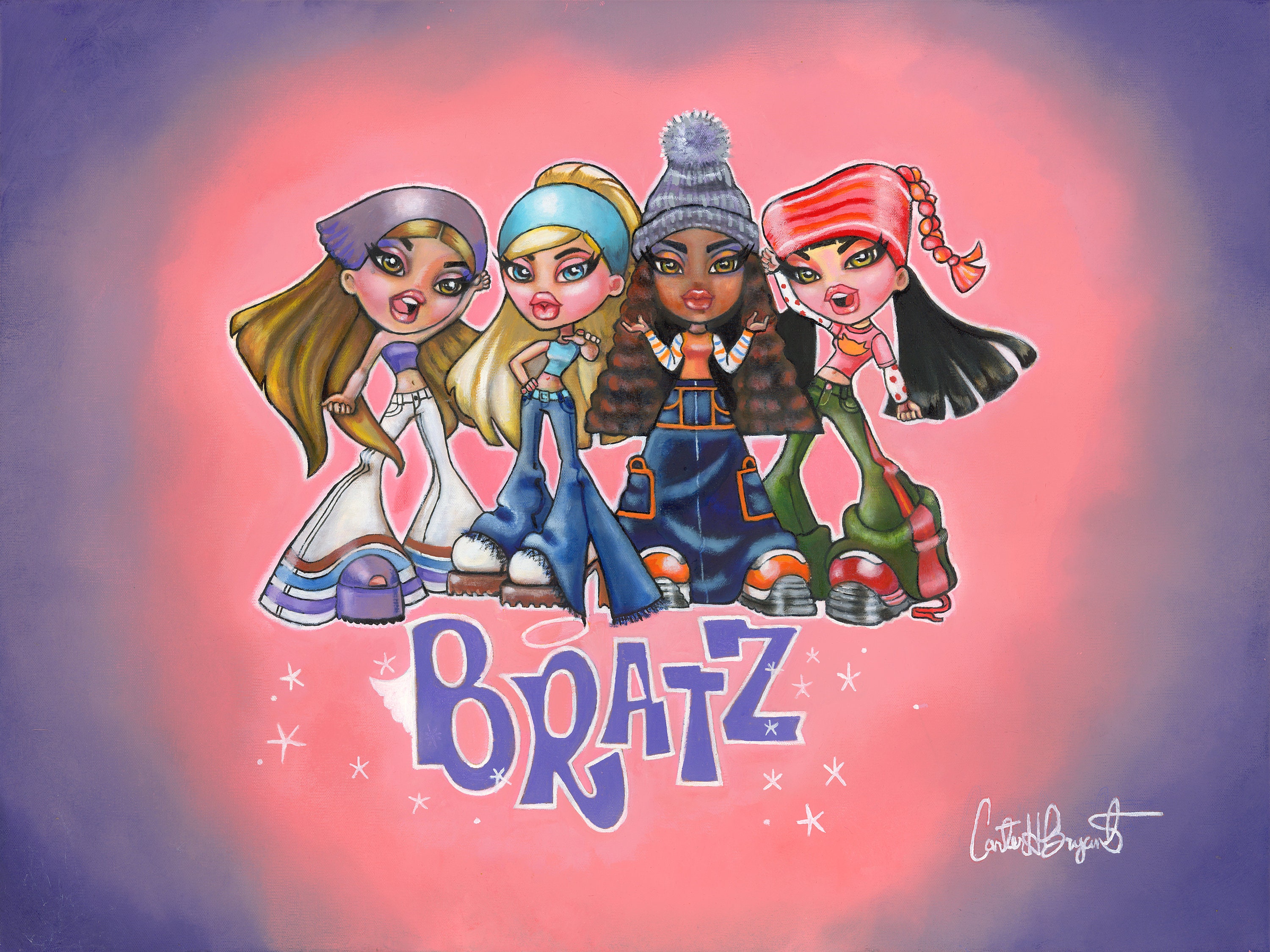 Bratz OG! The original fab 4! Autographed Glossy print, signed by Bratz  Creator Carter Bryant. A new work painted by Carter Bryant.