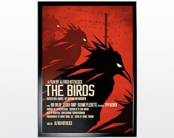 Vintage Hitchcock Movie Poster: Re-imagined The Birds Retro-Style Classic Art Print (NOT FRAMED)