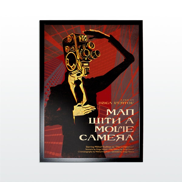 Póster De Película Vintage: Hombre Con Una Cámara De Cine. Impresión de arte de película clásica de estilo retro reimaginado (NO ENMARCADO)