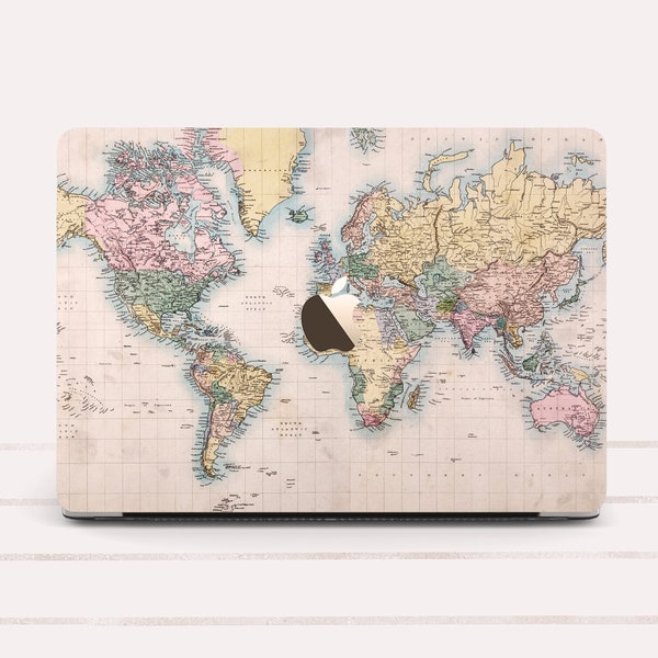 World Map MacBook case Vintage Map MacBook Pro 13 inch case A2338 A2289 Travel MacBook Air 13 case A2337 MacBook 16 inch MacPro 15 hard case