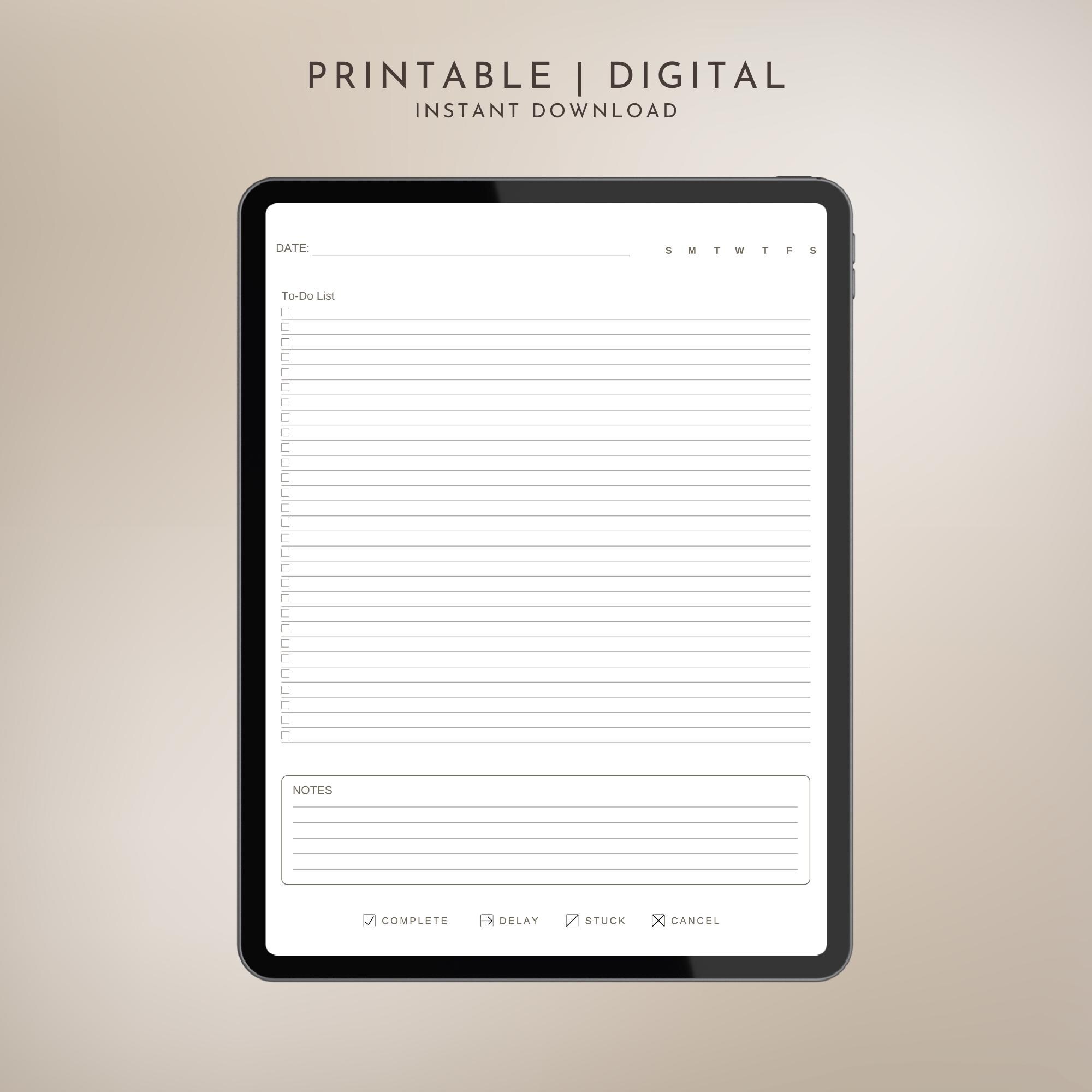 Simple Daily Task Tracker Printable to Do List Digital Template ...
