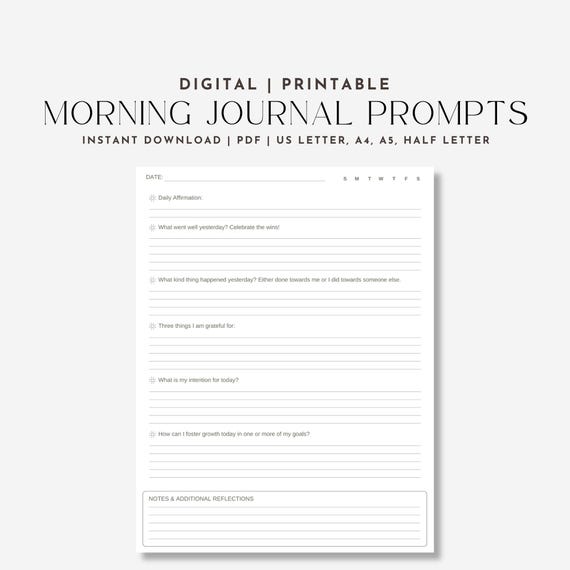 Morning Journal Gratitude List Goal Setting Planner for Self Reflection Journal Prompts Guided Affirmation for Mindful Morning Routine