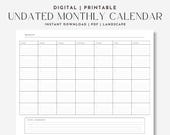 Lined Monthly Calendar Printable Blank Monthly Organizer for Efficient Planning Template for Productivity Calendar Landscape PDF