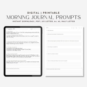 Morning Guided Journal Prompts for Mindfulness Routine for Mental Health Daily Gratitude List Printable Template for Goal Setting