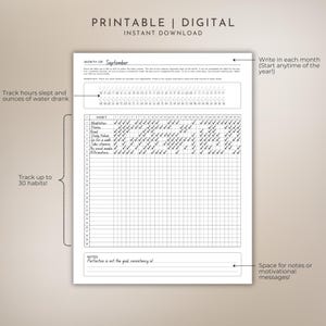 Fillable Habit Tracker Chart
