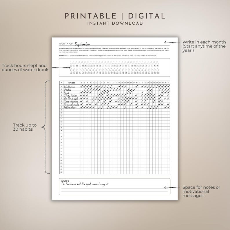 Fillable Habit Tracker Chart
