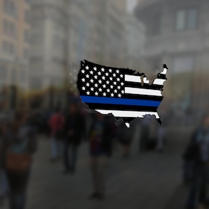 Thin Blue Line US Map (Thin Blue Line) Police Decal/Sticker