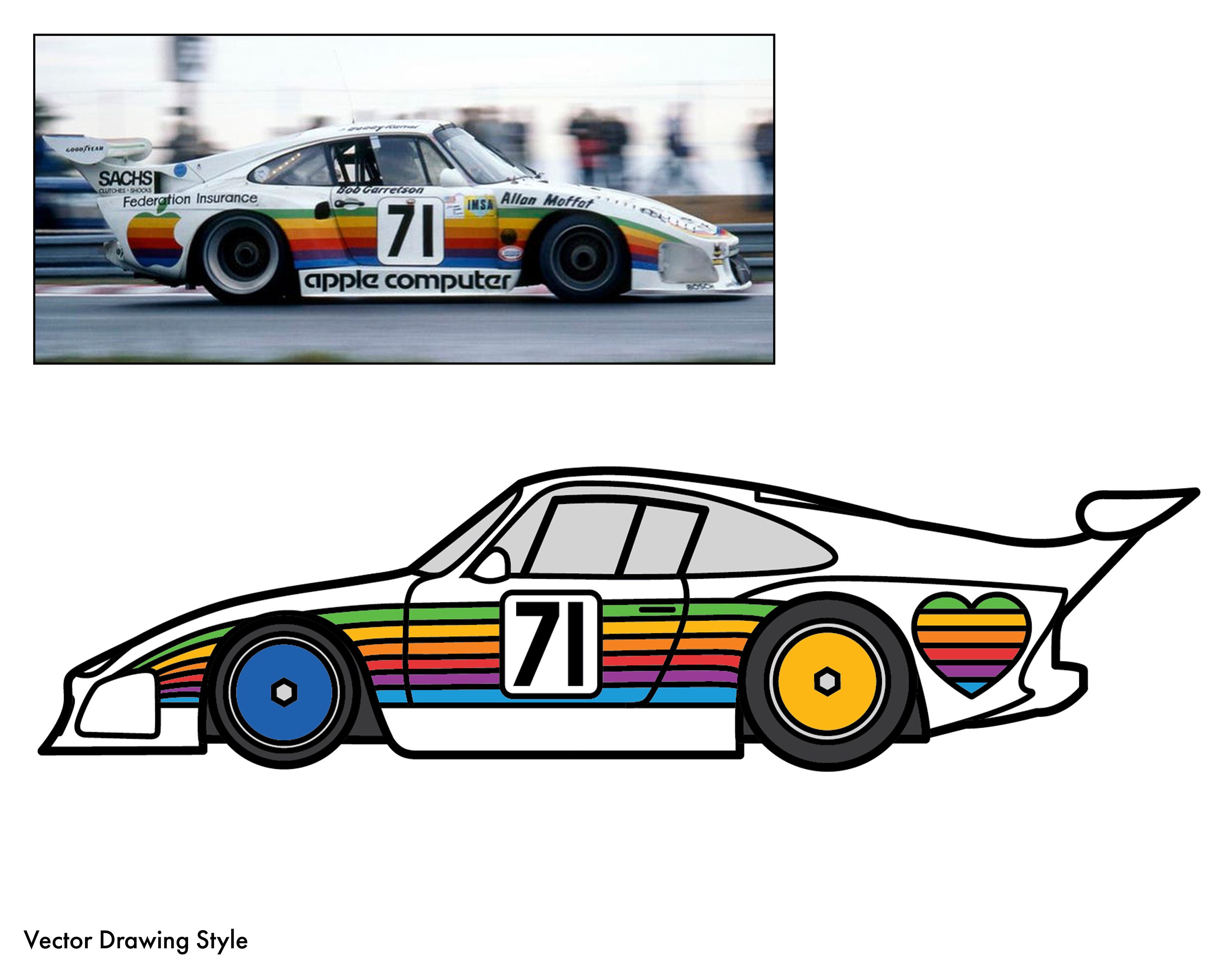 Car Drawing Cd R Custom Car Drawing Artwork- Digitally Hand Drawn or Vector Drawn Image ...