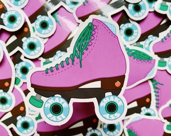 Purple Roller Skate Sticker - Skate Fast Shake Ass