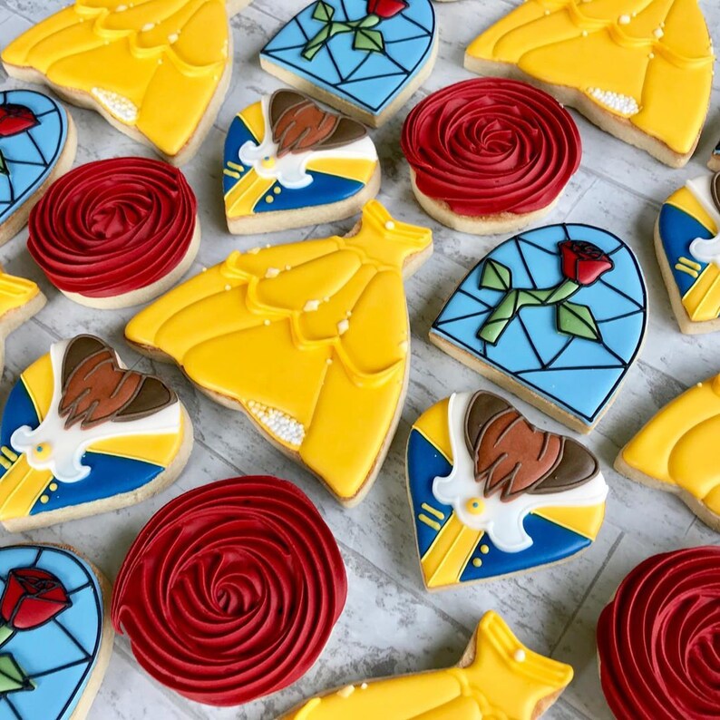 Beauty and the Beast Cookies | Princess Belle Cookies | Enchanted Rose ...