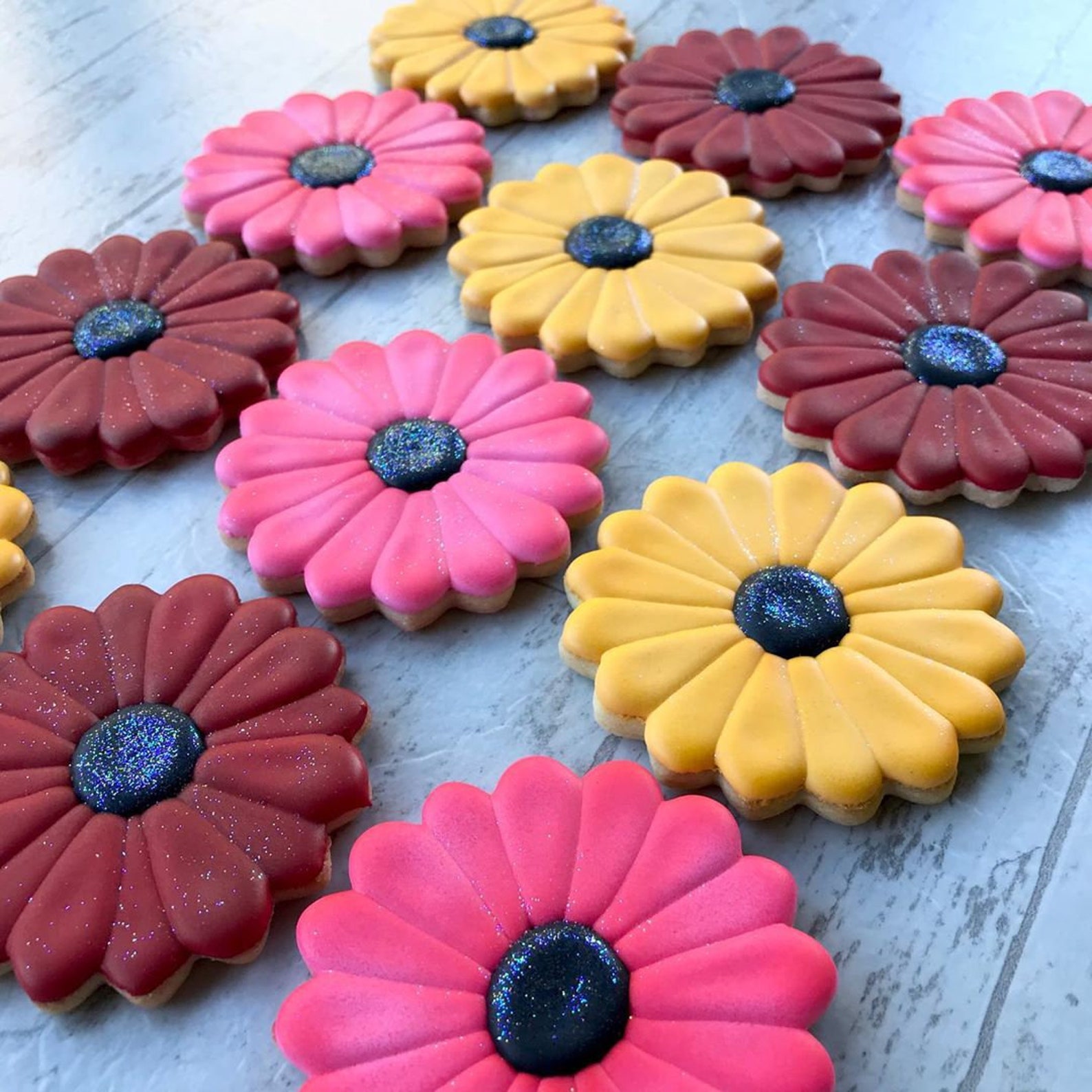 Gerbera Daisy Shortbread Cookies with Royal Icing Etsy