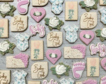Baby Shower Girl Pink Party Favor Nurse Thank You Gift - Decorated Shortbread Cookies with Royal Icing