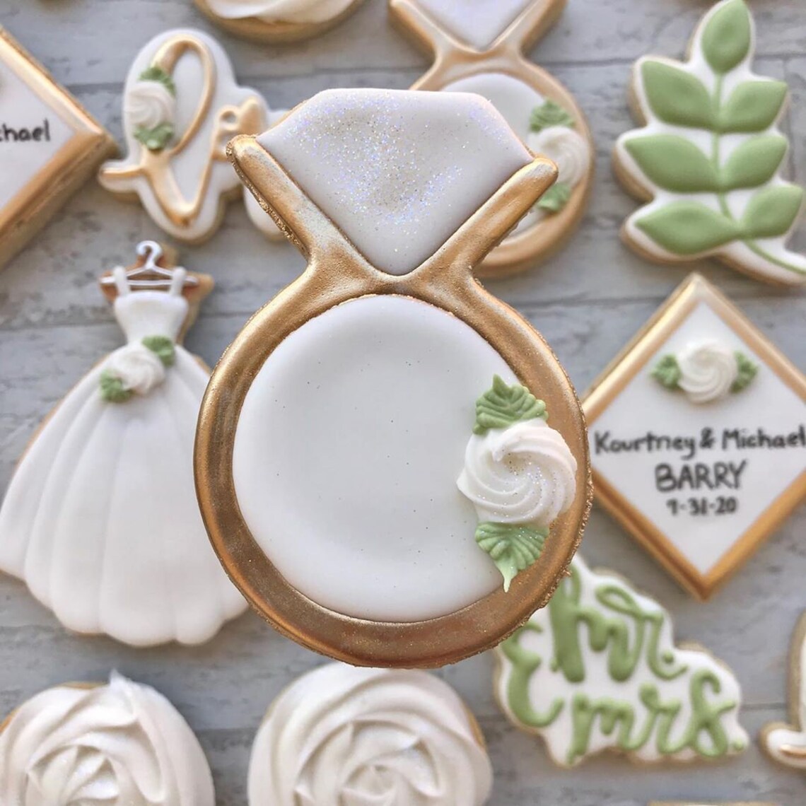 Wedding Bridal Shower Shortbread Cookies with Royal Icing Etsy