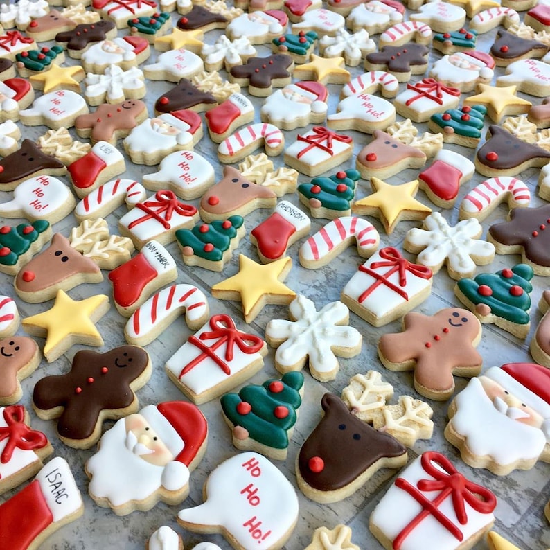 Christmas Mini Shortbread Cookies With Royal Icing Etsy