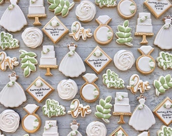 Designer Wedding Cookies Collection | Custom Shortbread Cookies | Luxury Wedding Desserts | Bridal Shower & Engagement Cookies