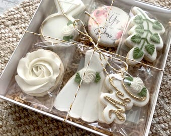 Bridal Cookie Gift Box | Elegant Bridal Shower Cookies | Engagement Gift Box | Wedding Favor Cookies | Luxury Shortbread Bright Side Bakery