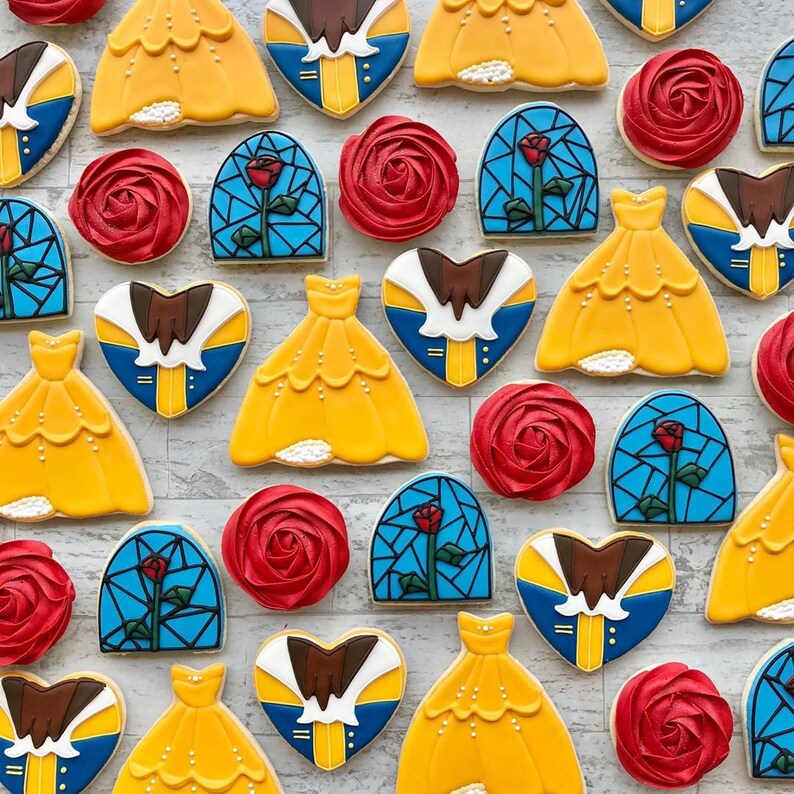 Beauty and the Beast Shortbread Cookies With Royal Icing Etsy