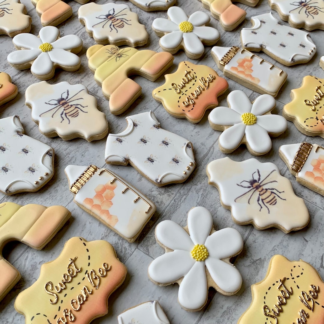 Sweet as Can BEE Decorated Shortbread Cookies With Royal Icing | Baby ...