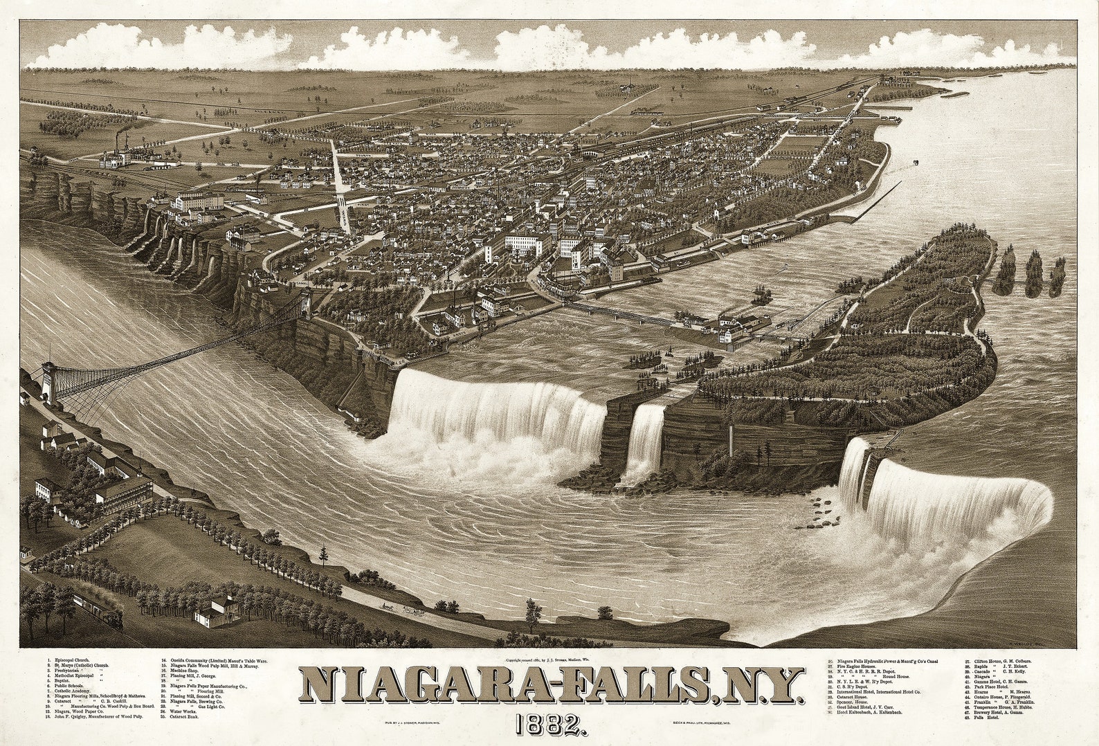 Niagara Falls New York 1822 Restored Vintage Map Etsy